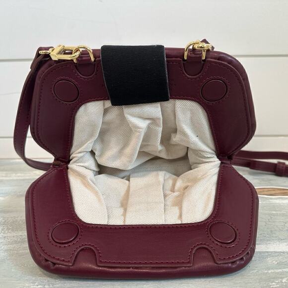 Chic Burgundy and Cream Woven Clutch - Picture 13 of 14